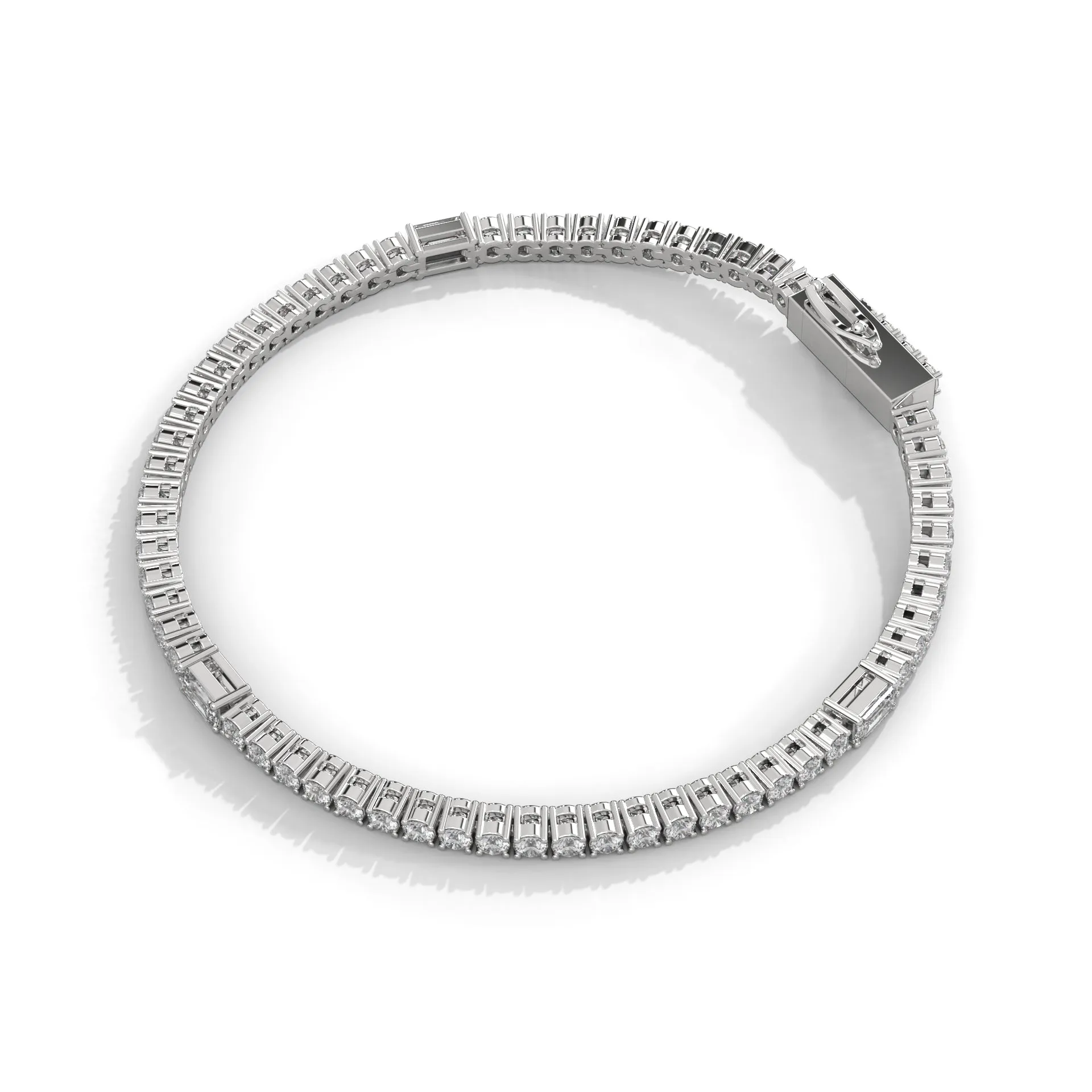 Diamond Emerald & Round Tennis Bracelet