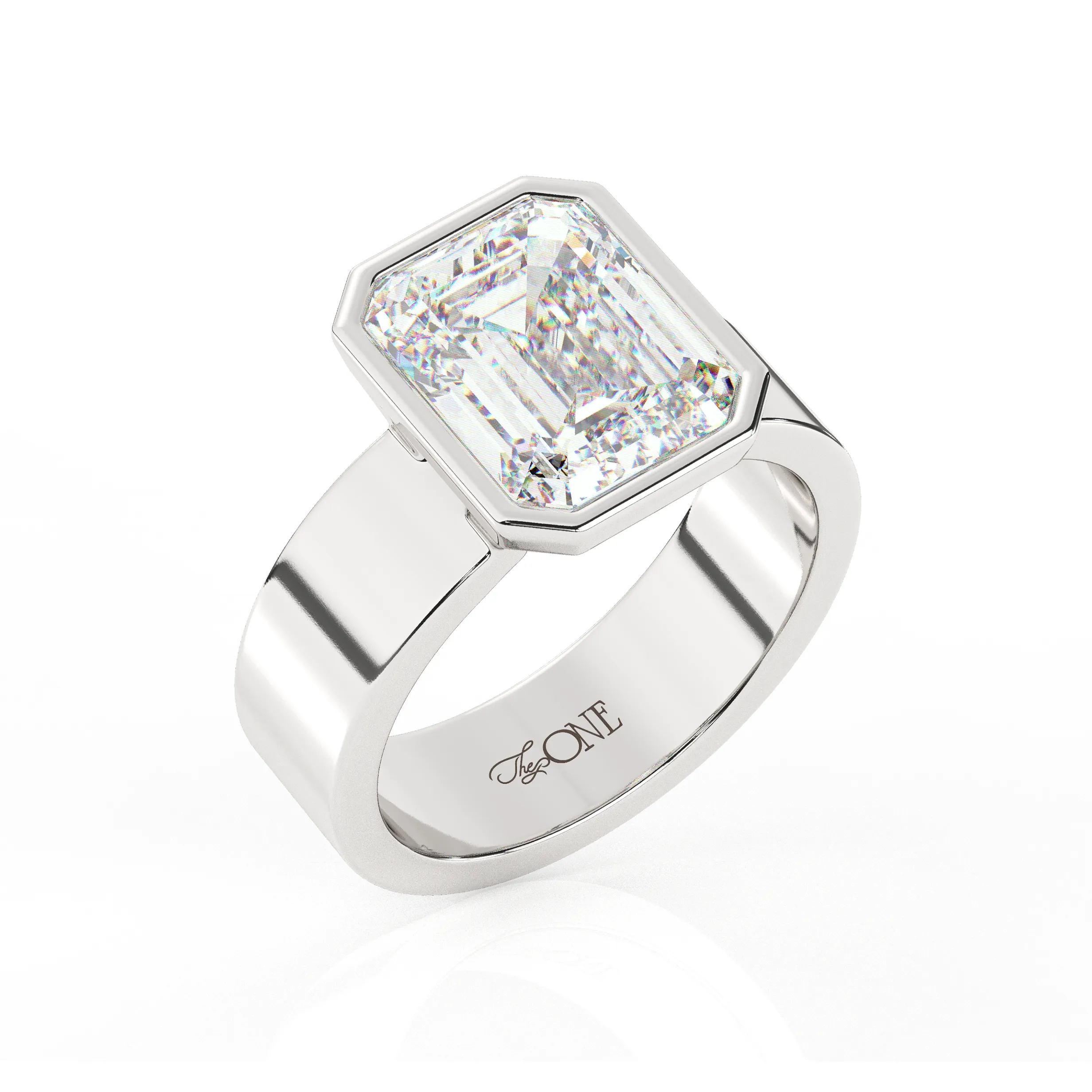 Diamond Emerald Bezel Solitaire on a Cigar Band