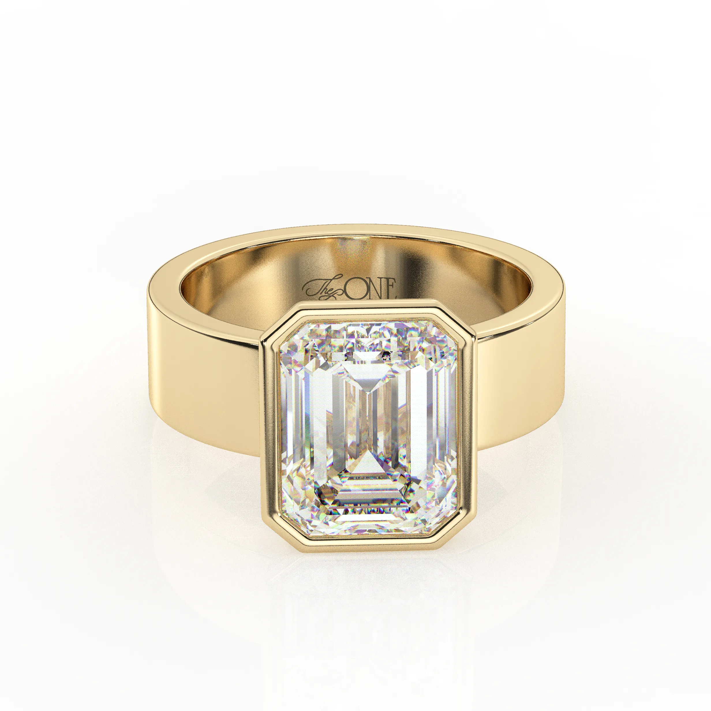 Diamond Emerald Bezel Solitaire on a Cigar Band