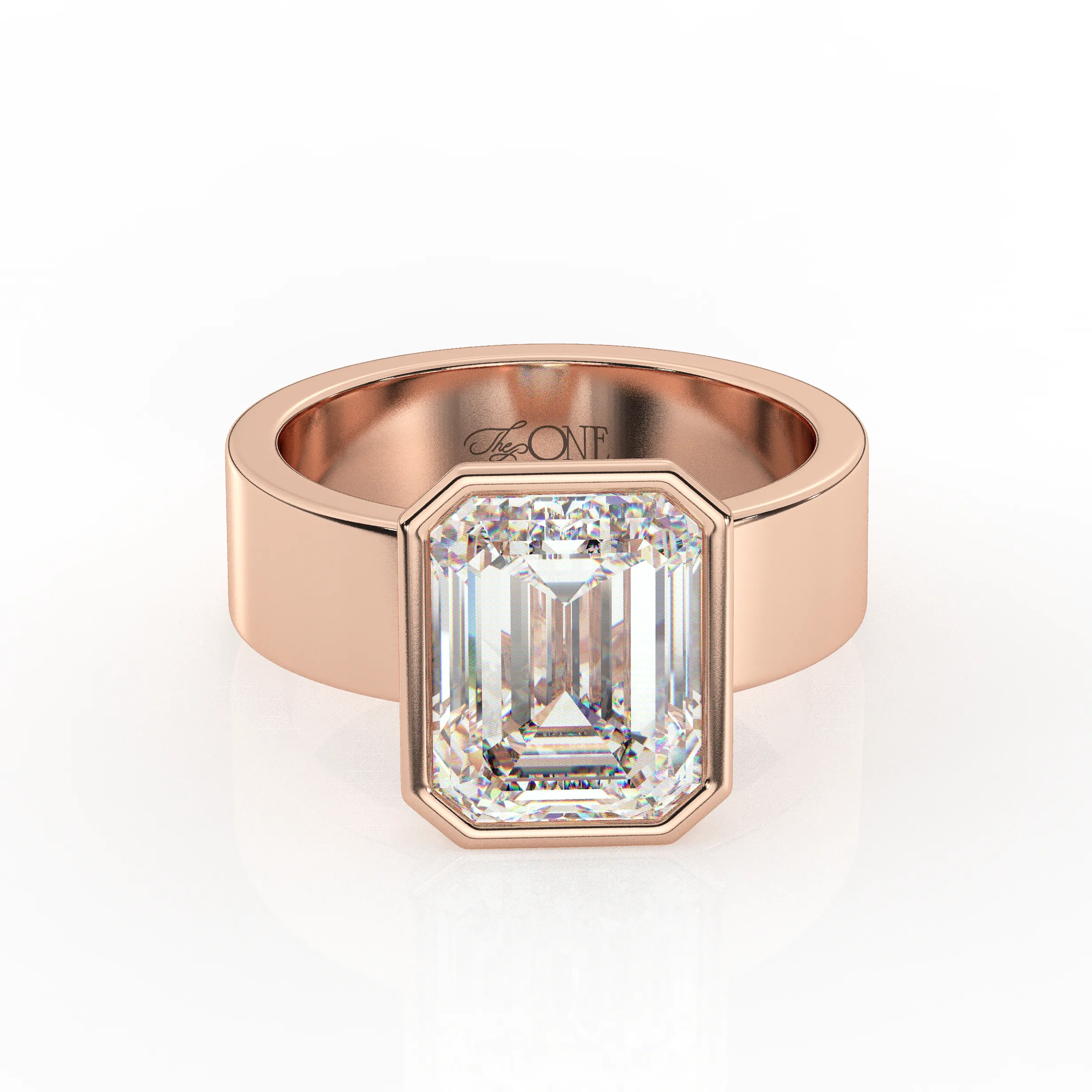 Diamond Emerald Bezel Solitaire on a Cigar Band