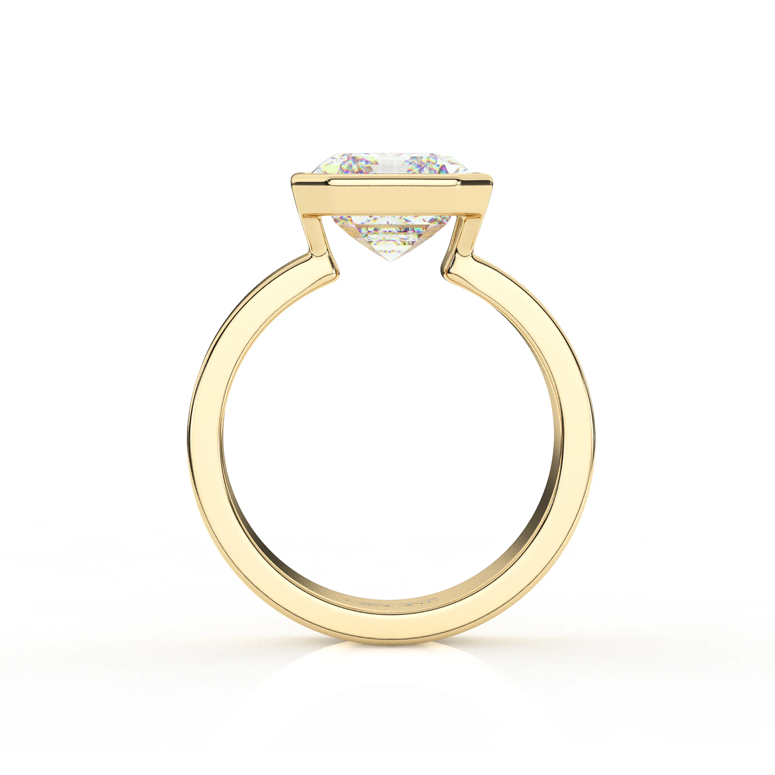 Diamond Emerald Bezel Solitaire on a Cigar Band