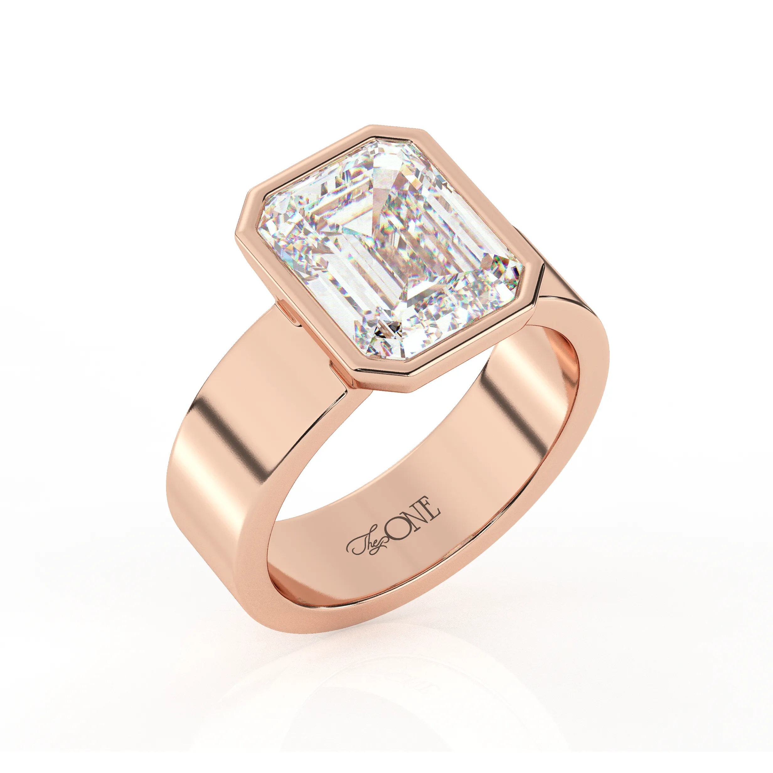 Diamond Emerald Bezel Solitaire on a Cigar Band