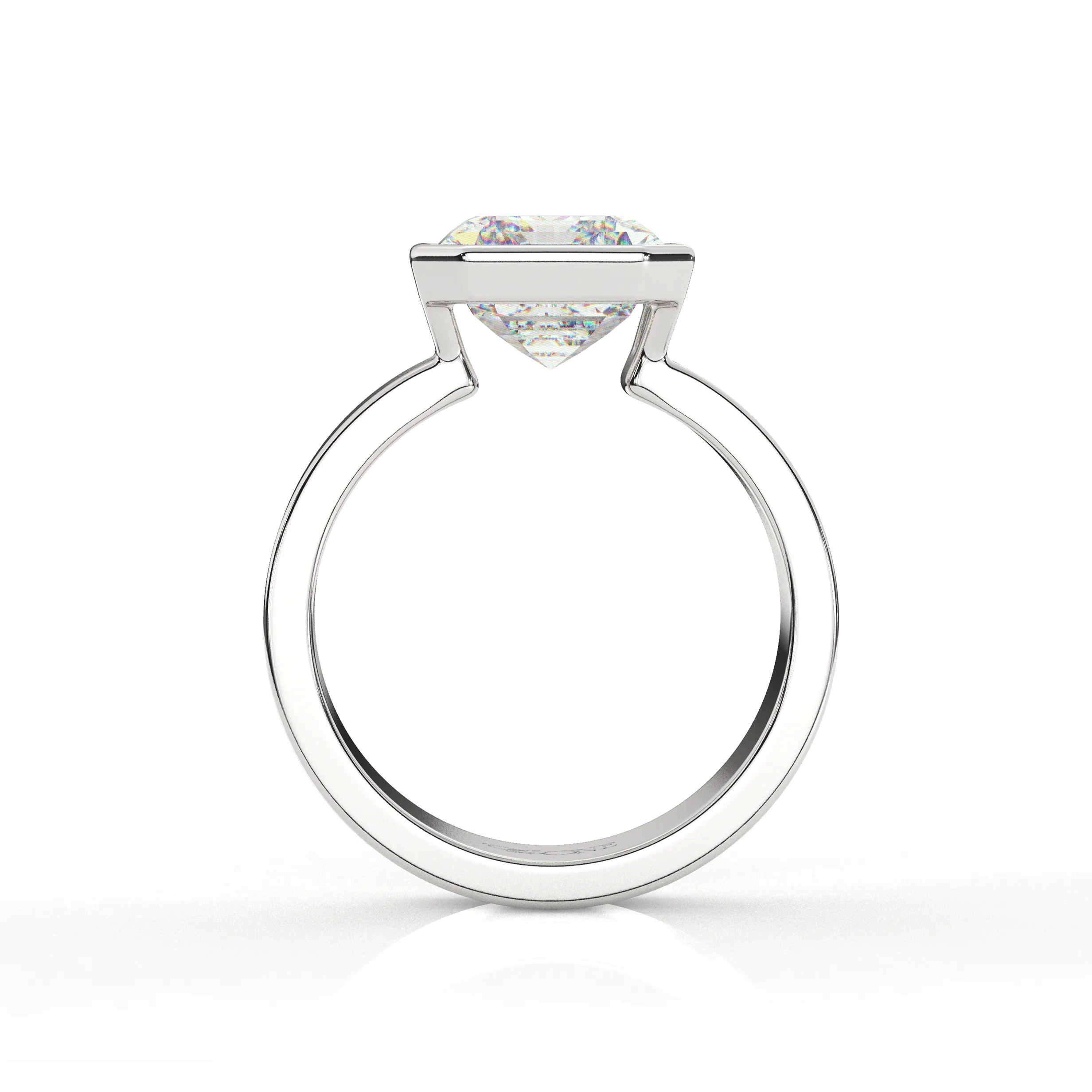 Diamond Emerald Bezel Solitaire on a Cigar Band