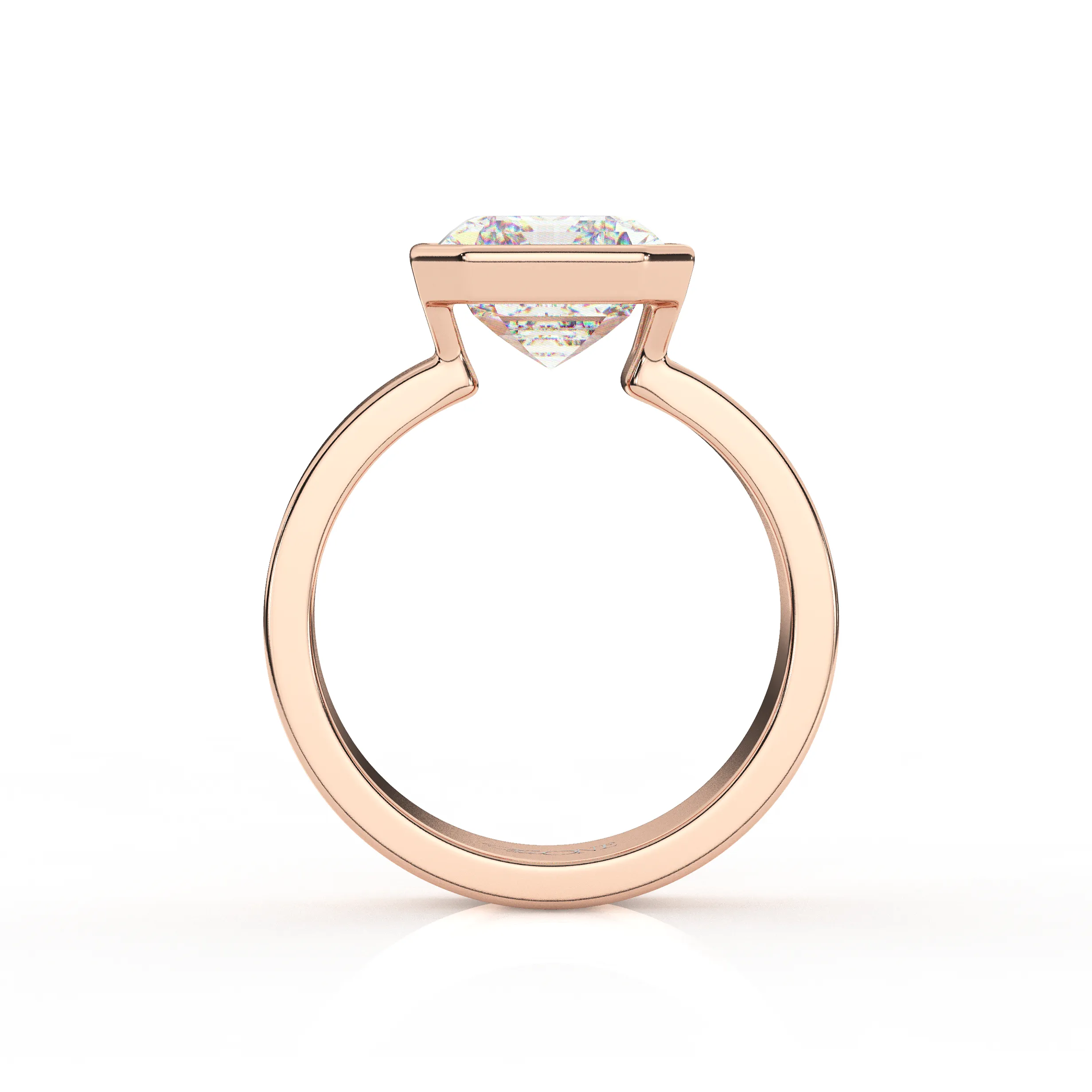 Diamond Emerald Bezel Solitaire on a Cigar Band