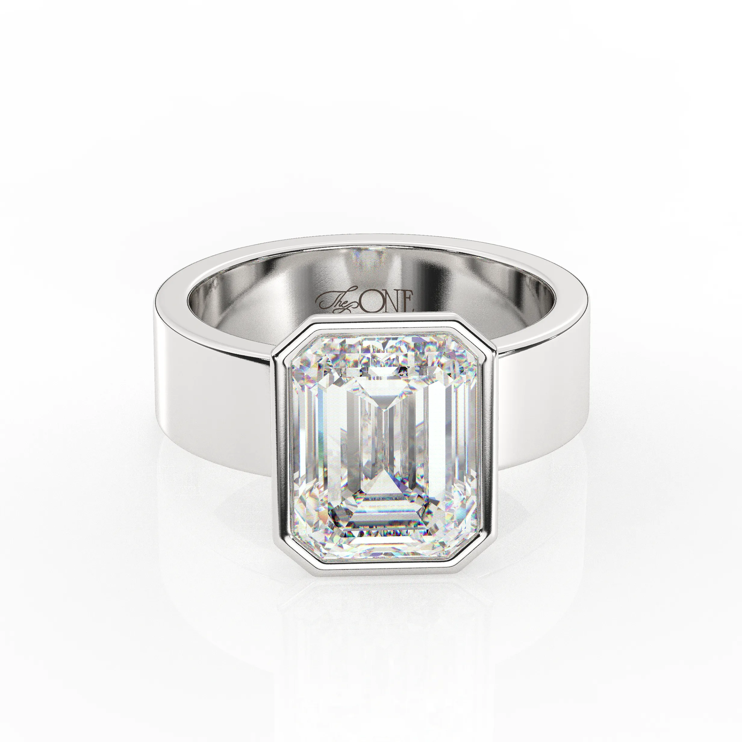 Diamond Emerald Bezel Solitaire on a Cigar Band