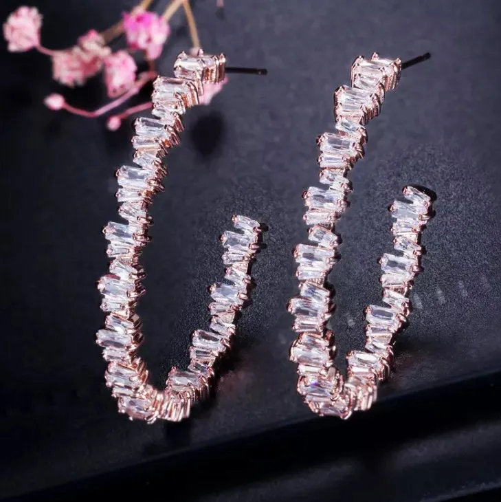 Diamond Hoop Earrings | Hoop Earrings | Womens Big Diamond Earrings | Hoop Earrings with Diamonds | Iced Out Earrings | Big Hoop Earrings