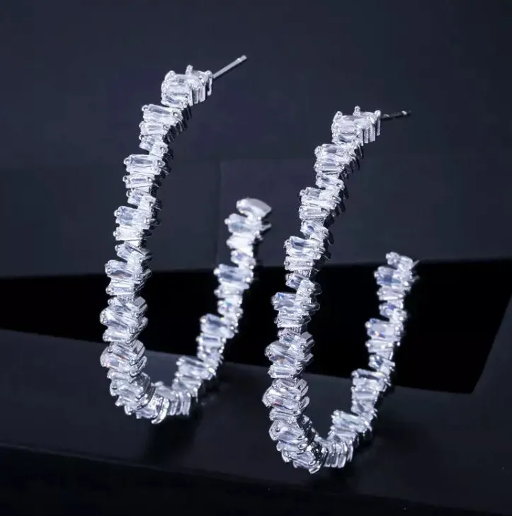 Diamond Hoop Earrings | Hoop Earrings | Womens Big Diamond Earrings | Hoop Earrings with Diamonds | Iced Out Earrings | Big Hoop Earrings