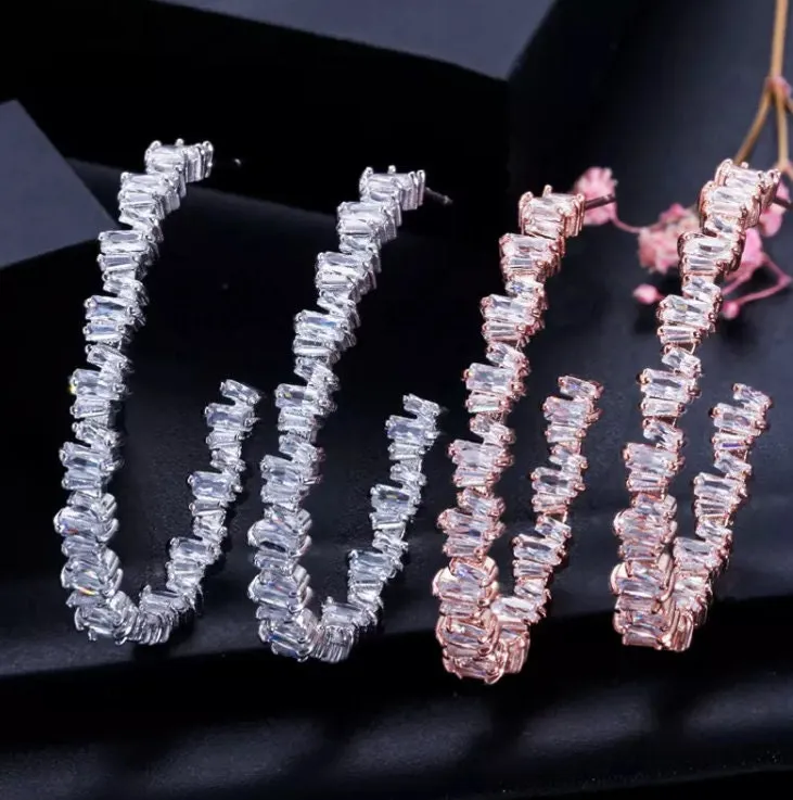 Diamond Hoop Earrings | Hoop Earrings | Womens Big Diamond Earrings | Hoop Earrings with Diamonds | Iced Out Earrings | Big Hoop Earrings