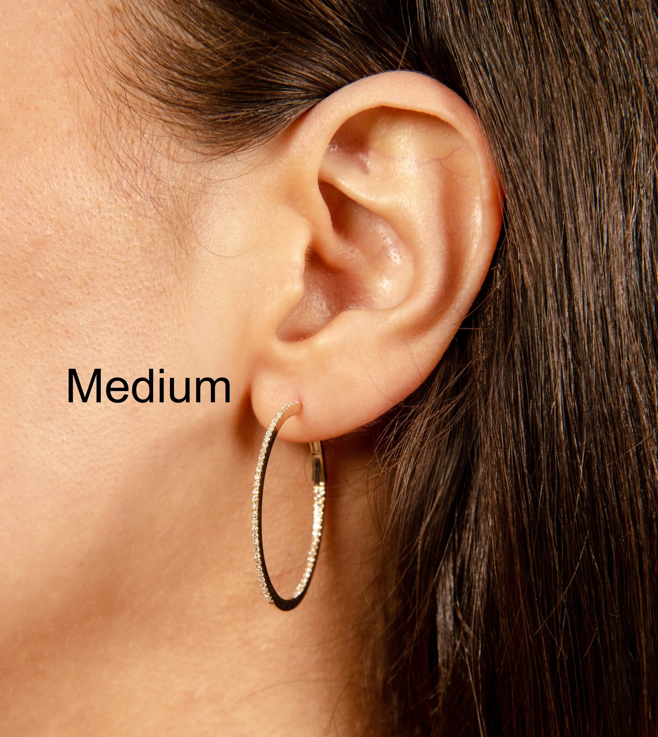 Diamond Slim Hoop Earring