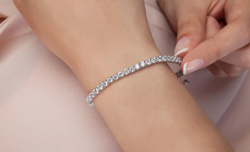 Diamond Tennis Bracelet - 14KWhite Gold - 6.12ct