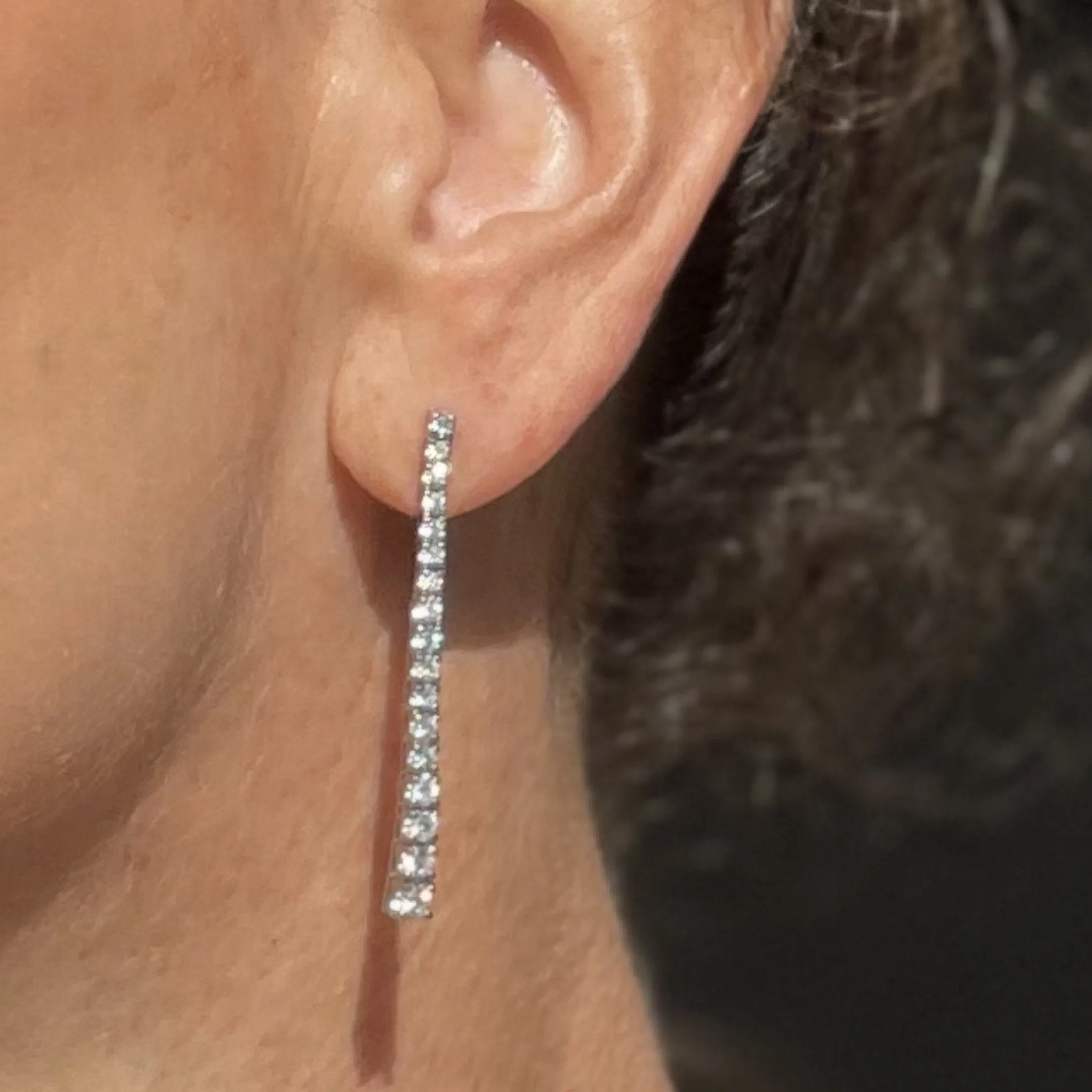Diamond Tennis Drop Earrings
