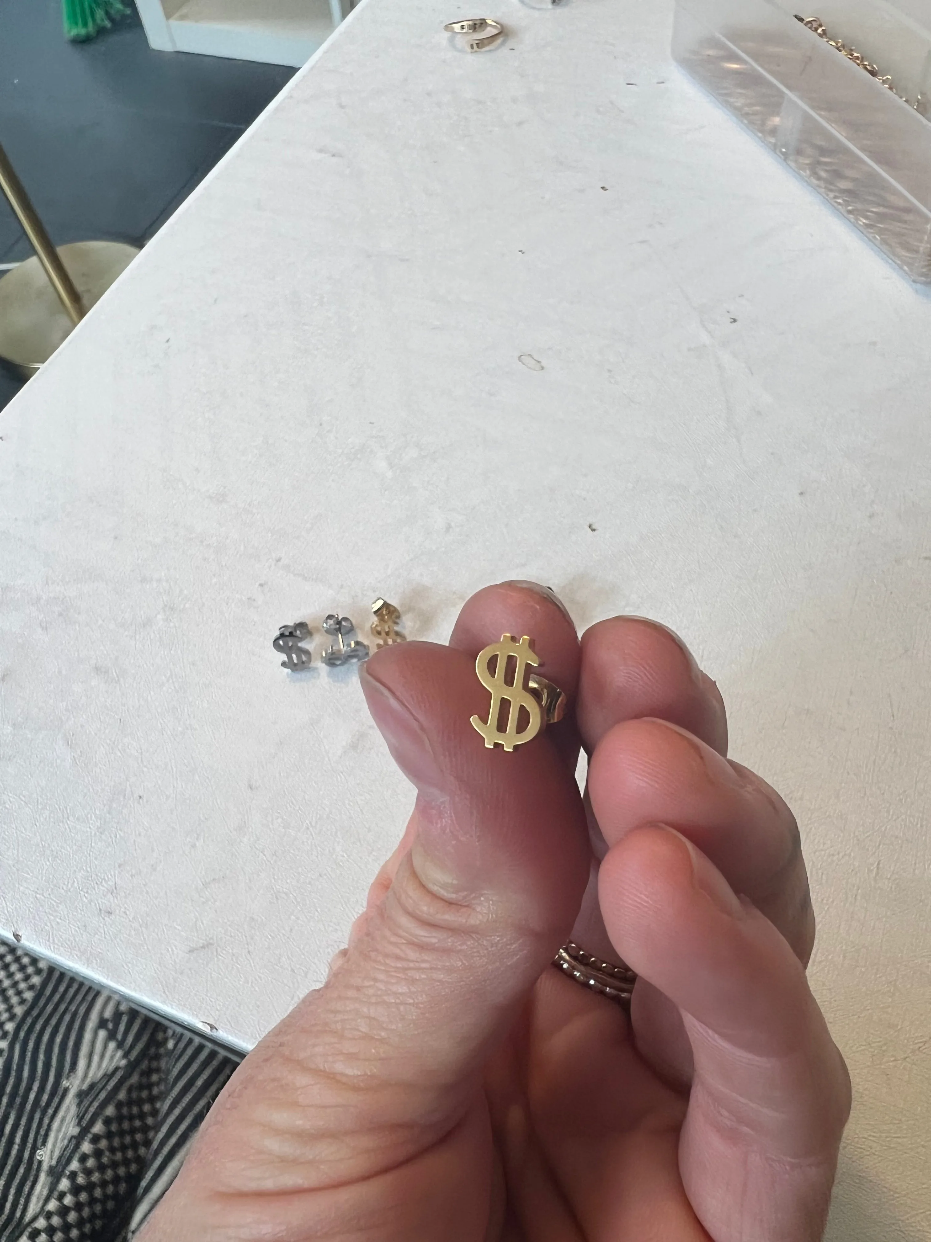 Dollar Sign Stainless Steel Studs Earrings