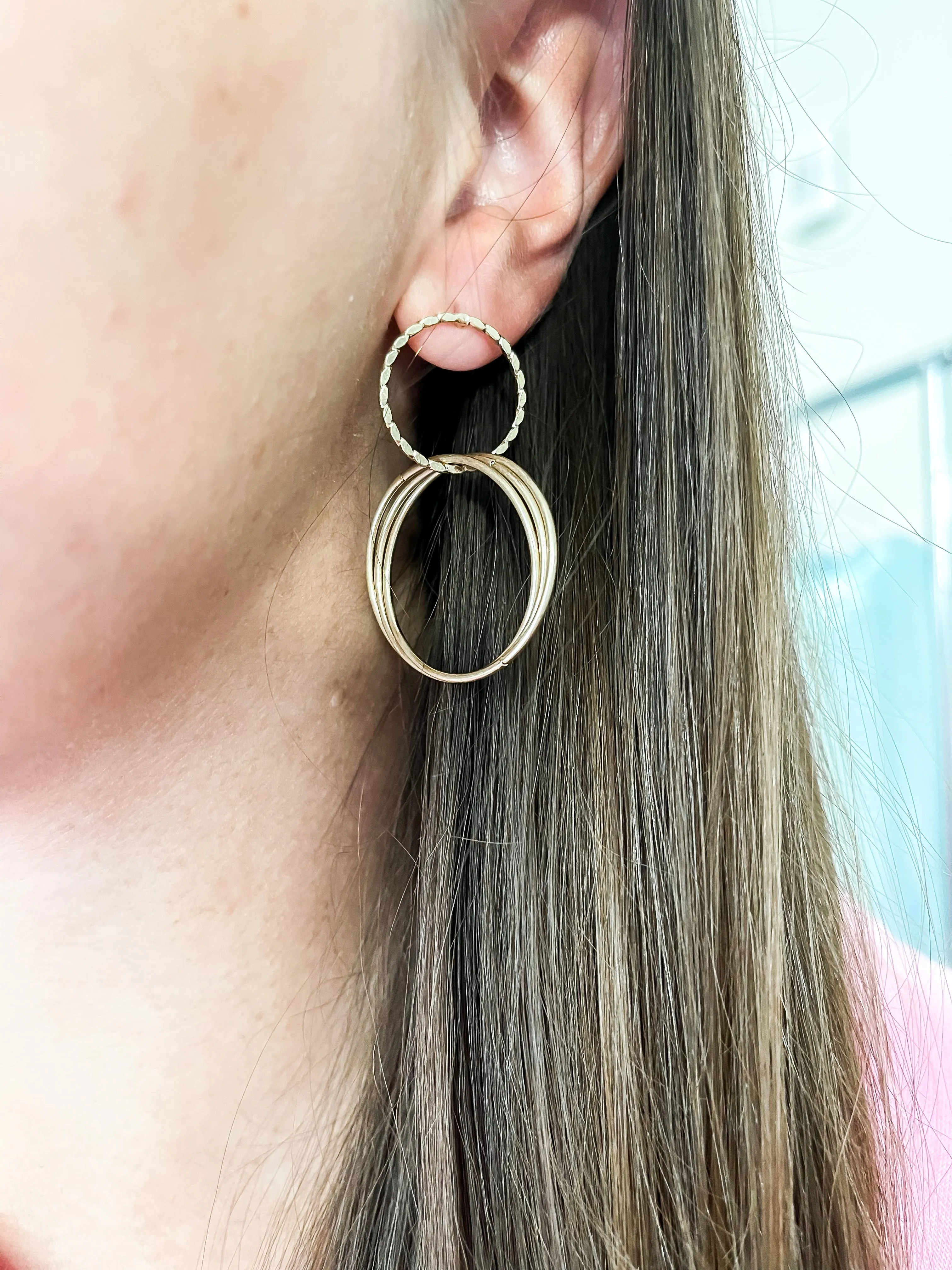 Double Circle Dangle Earrings