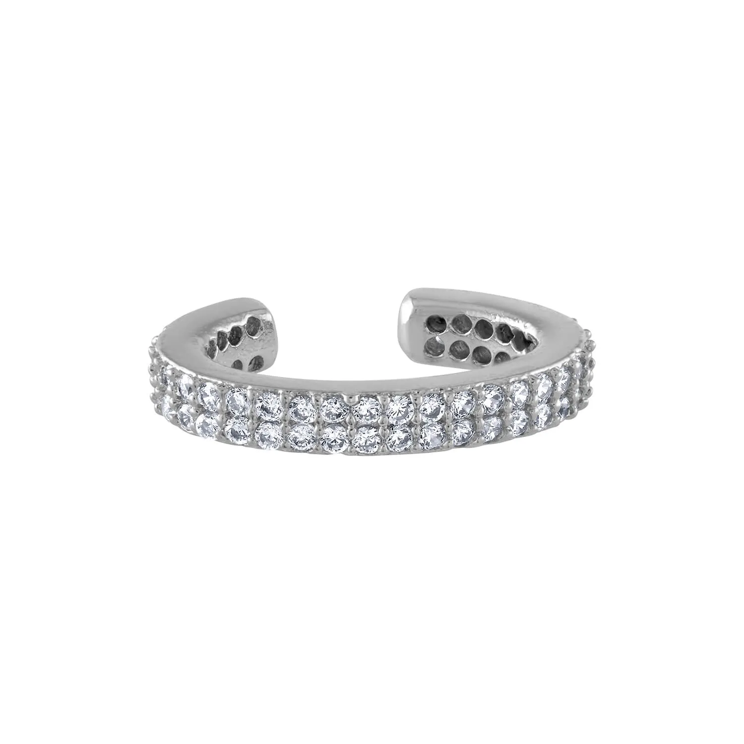 Double Eternity Ear Cuff in Sterling Silver