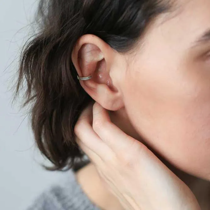 Double Eternity Ear Cuff in Sterling Silver