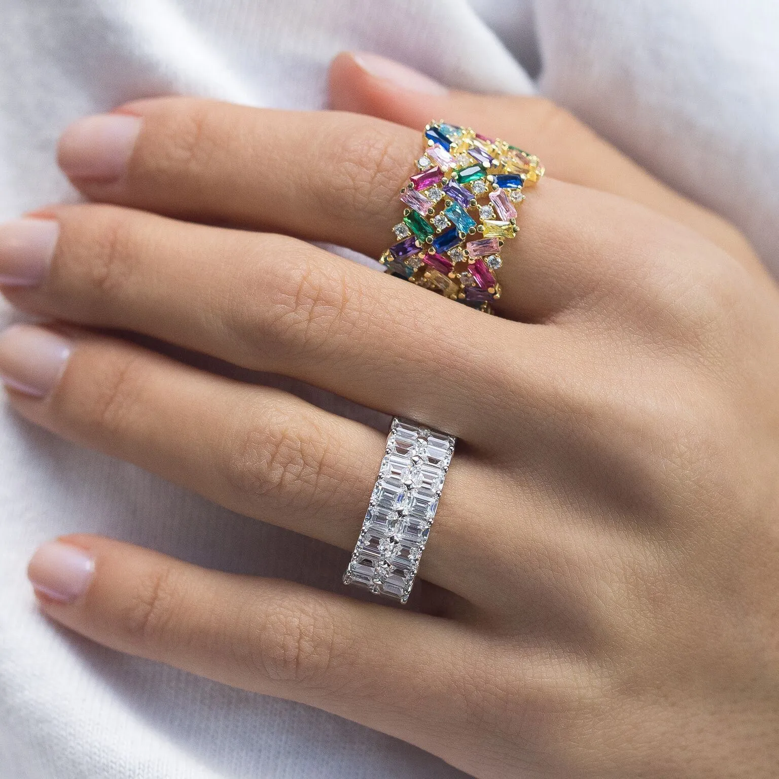 Double Row Emerald Ring