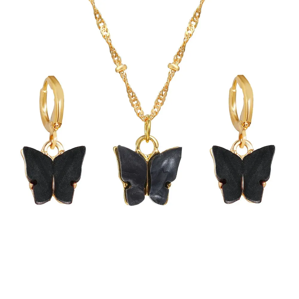 Earrings Necklaces Set for Women Heart-shaped Zircon Pink Crystal Pendant Necklace Women's Jewelry Exquisite Gifts