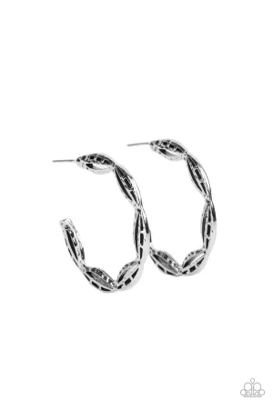 Eco Express - Silver - Scalloped Silver Paparazzi Hoop Earrings