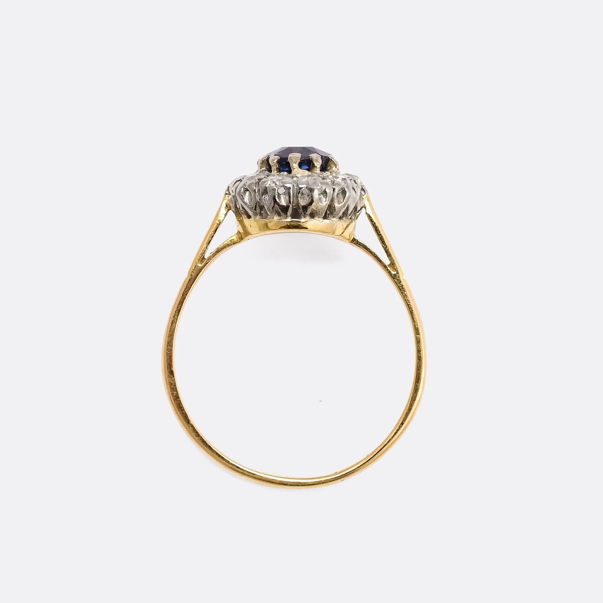 Edwardian Sapphire & Diamond Round Cluster Ring