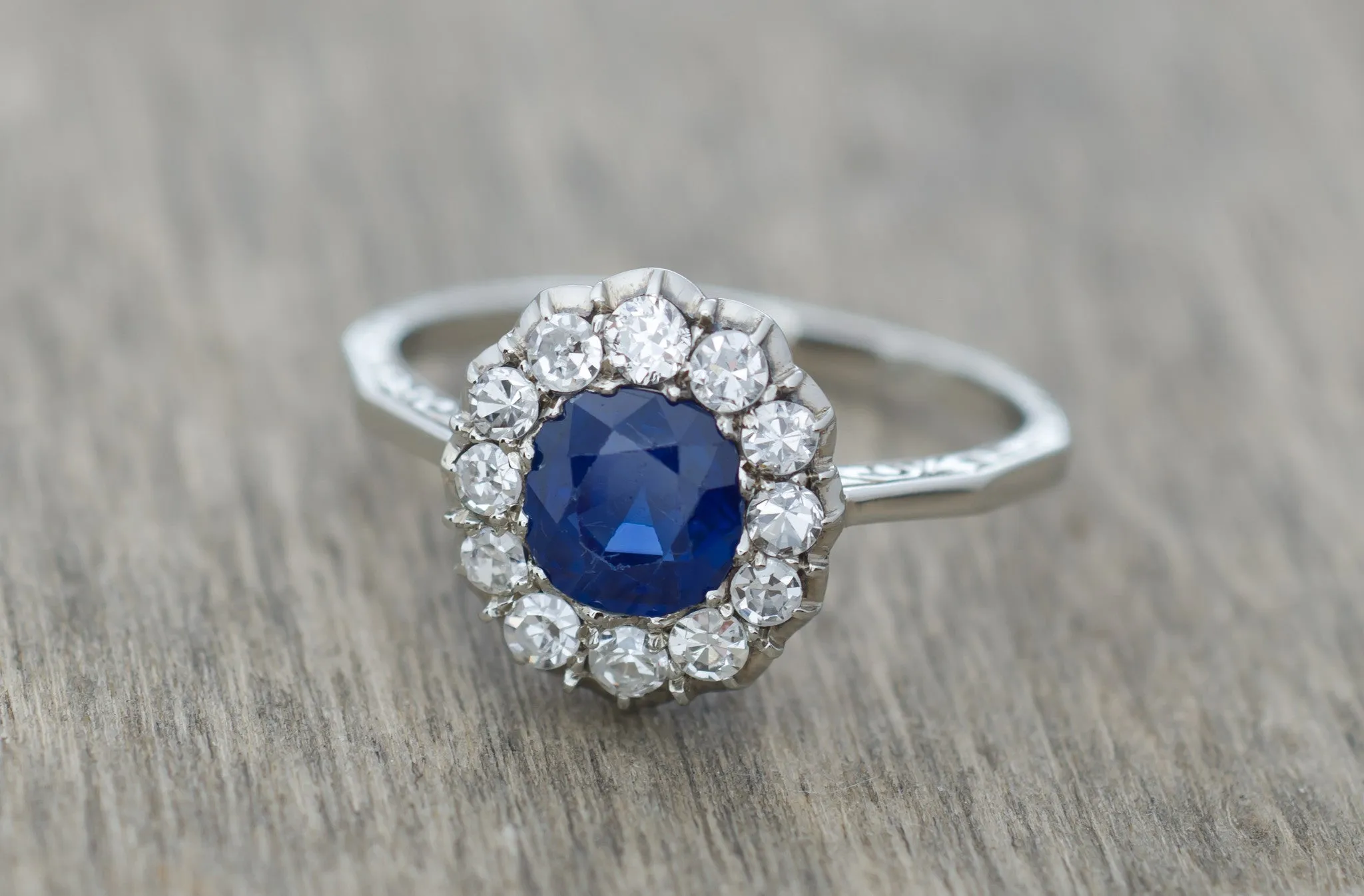 EDWARDIAN SAPPHIRE AND DIAMOND ENGAGEMENT RING