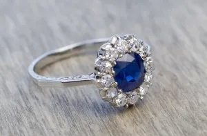 EDWARDIAN SAPPHIRE AND DIAMOND ENGAGEMENT RING