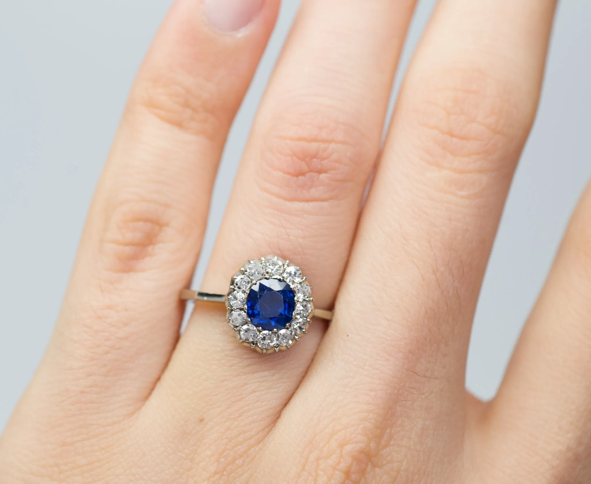 EDWARDIAN SAPPHIRE AND DIAMOND ENGAGEMENT RING