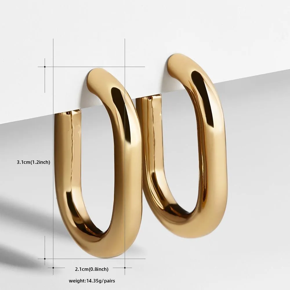 Elegant Simple Big Geometric Hoop Earrings Stainless Steel  In Gold Circle Earrings Color For Women