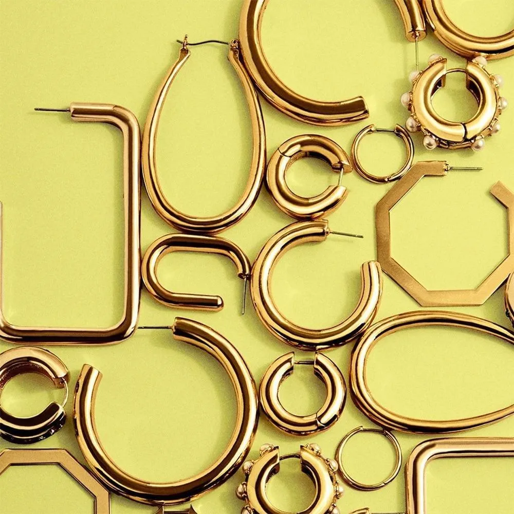 Elegant Simple Big Geometric Hoop Earrings Stainless Steel  In Gold Circle Earrings Color For Women