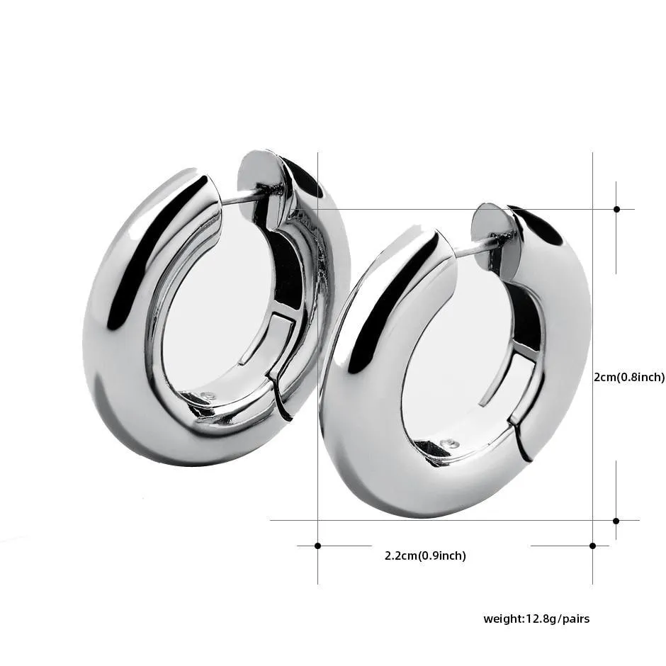 Elegant Simple Big Geometric Hoop Earrings Stainless Steel  In Gold Circle Earrings Color For Women