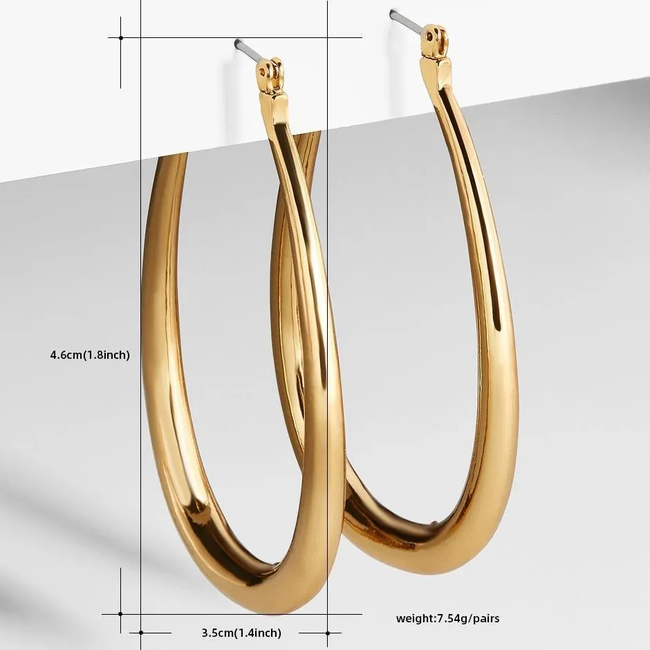 Elegant Simple Big Geometric Hoop Earrings Stainless Steel  In Gold Circle Earrings Color For Women