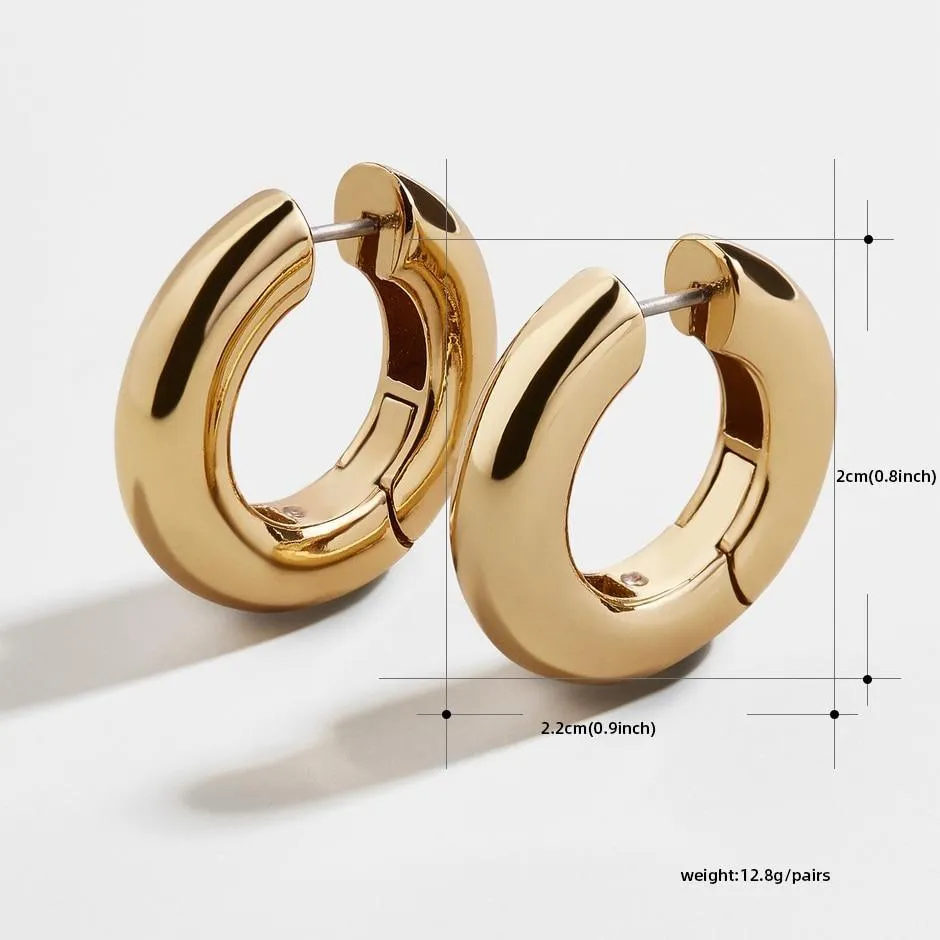 Elegant Simple Big Geometric Hoop Earrings Stainless Steel  In Gold Circle Earrings Color For Women