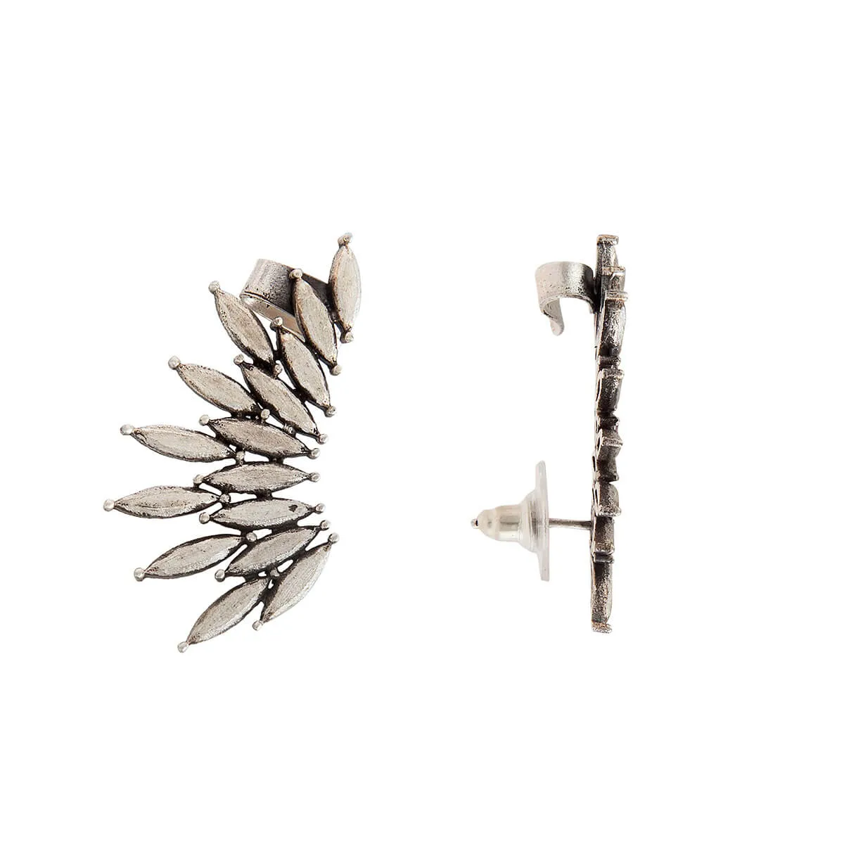 Elliptical Leaf Silver Ear Cuffs by MOHA