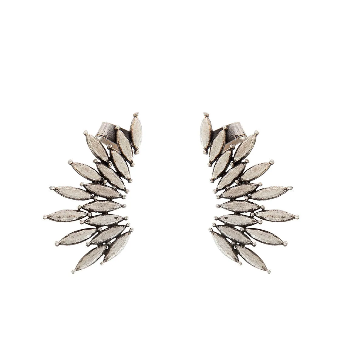 Elliptical Leaf Silver Ear Cuffs by MOHA