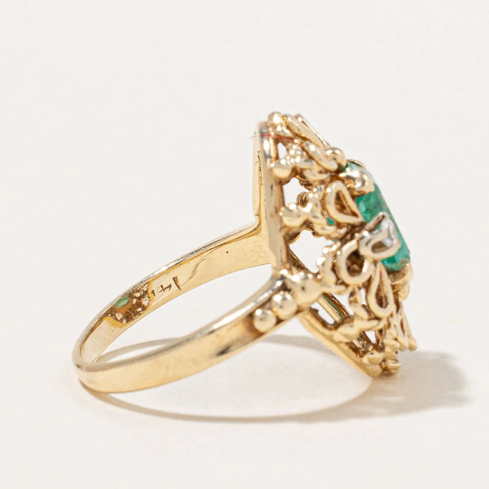 Emerald & Diamond Cocktail Ring | 1.00ct, 0.04ctw | SZ 3.75 |