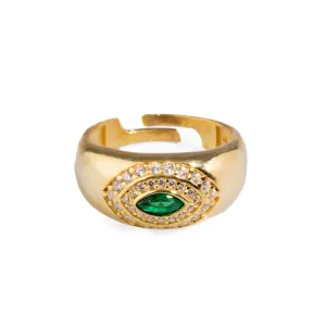 Emerald & Diamond Gold Vermeil Statement Ring