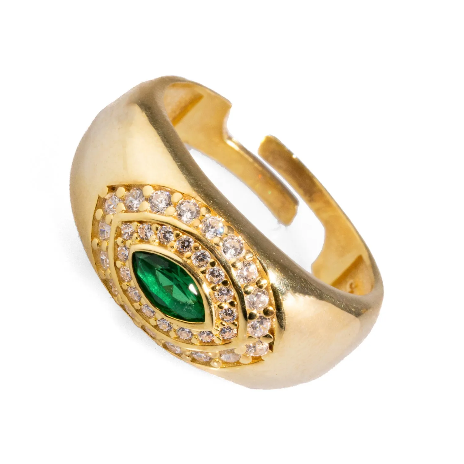 Emerald & Diamond Gold Vermeil Statement Ring