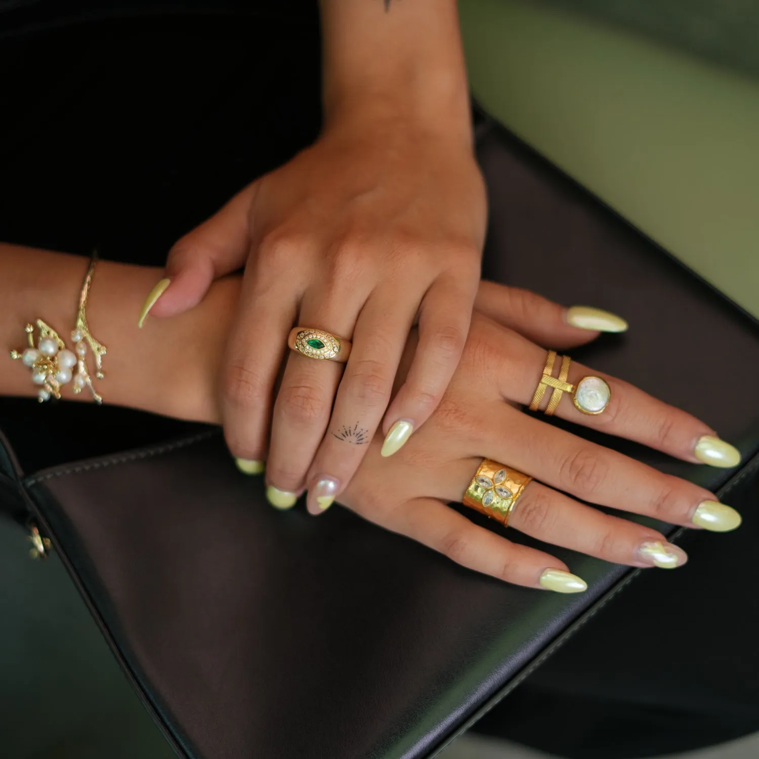 Emerald & Diamond Gold Vermeil Statement Ring