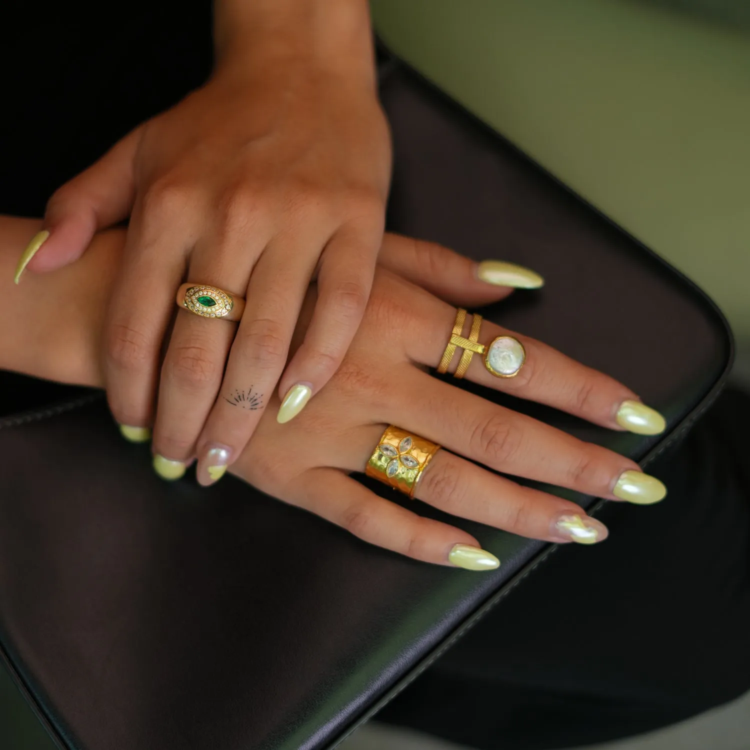 Emerald & Diamond Gold Vermeil Statement Ring