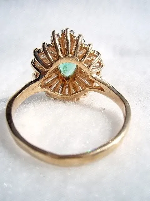Emerald & Diamond Tapered Baguette Cocktail Ring