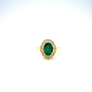 Emerald and Diamond Ring in 14K Yellow Gold - KGR 14233