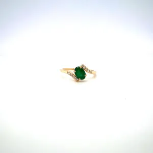 Emerald and Diamond Ring in 14K Yellow Gold - KGR 17184