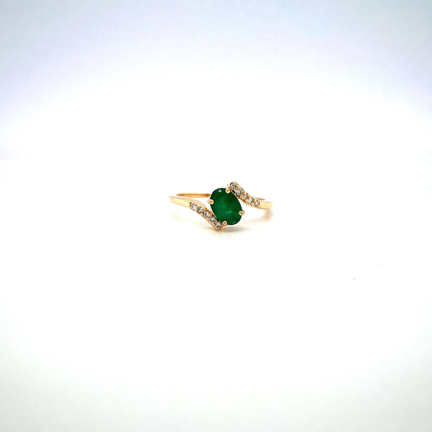Emerald and Diamond Ring in 14K Yellow Gold - KGR 17184