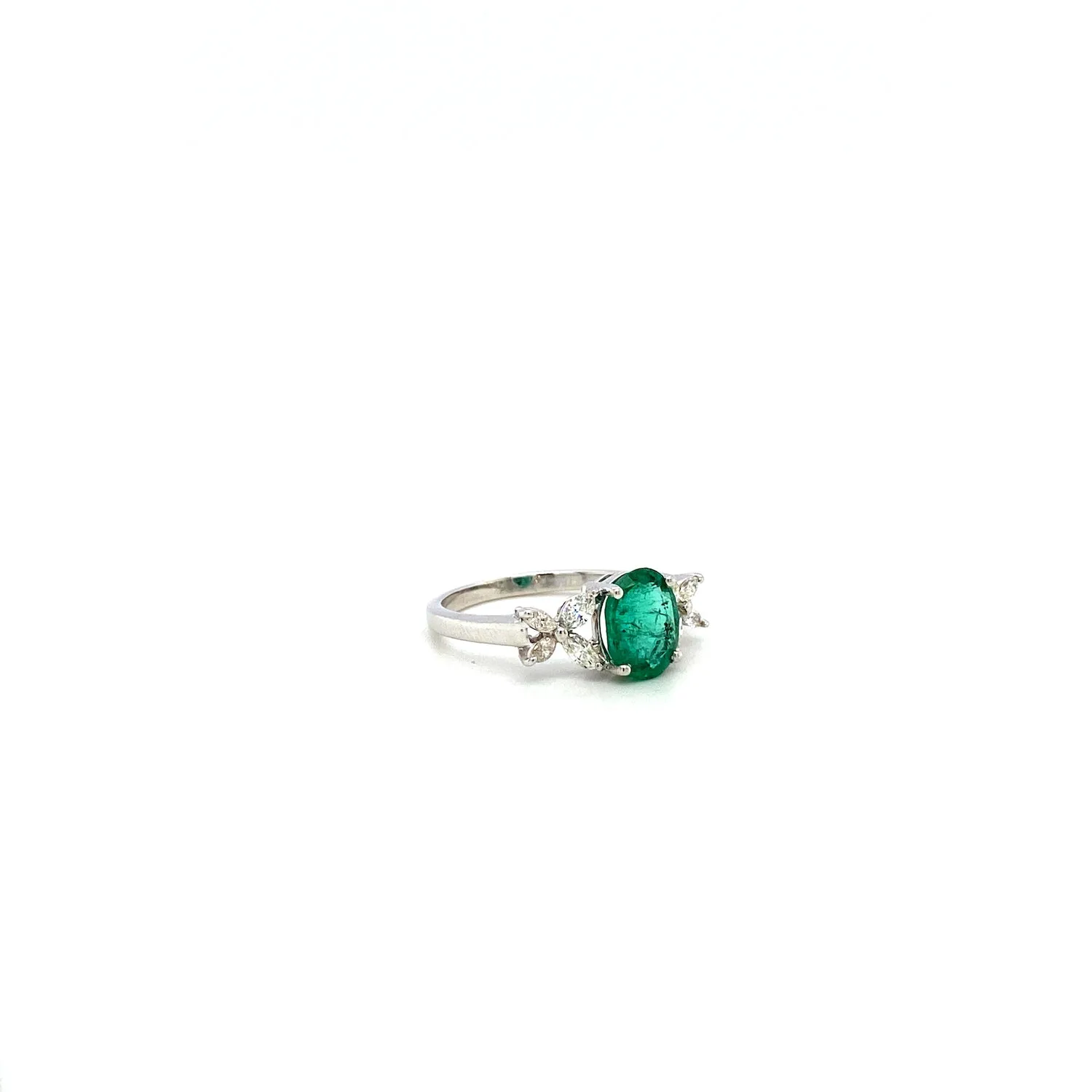 Emerald and Diamond Ring in 18K White Gold - KGR 16044