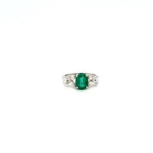 Emerald and Diamond Ring in 18K White Gold - KGR 16044