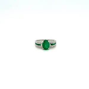 Emerald and Diamond Ring in 18K White Gold - KGR 16086