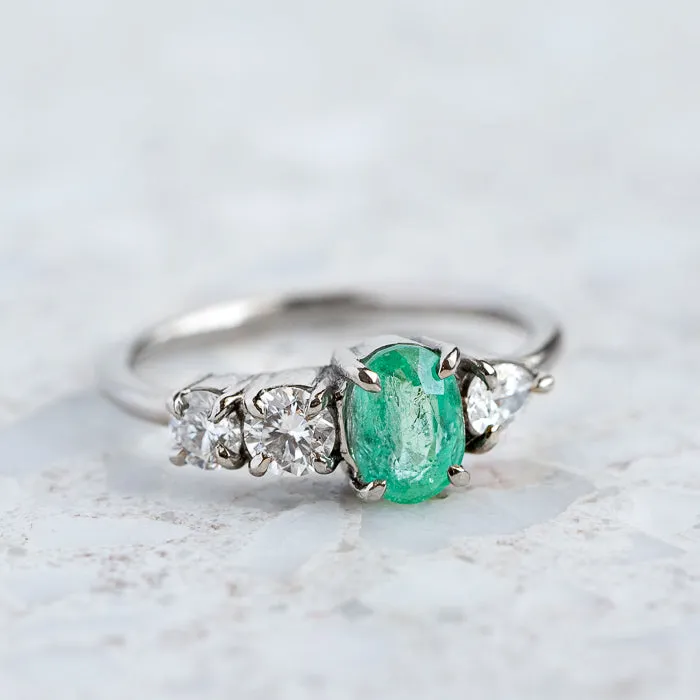 Emerald And Diamond Splice Ring