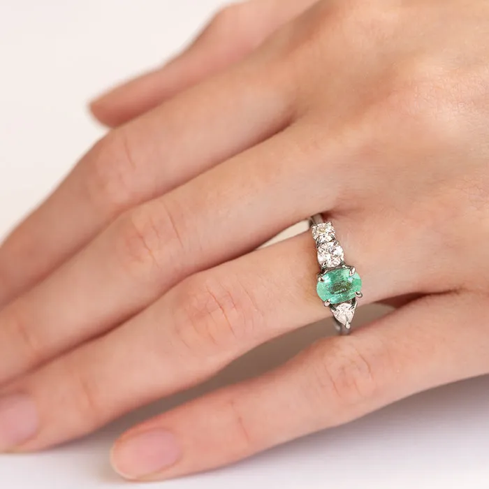 Emerald And Diamond Splice Ring