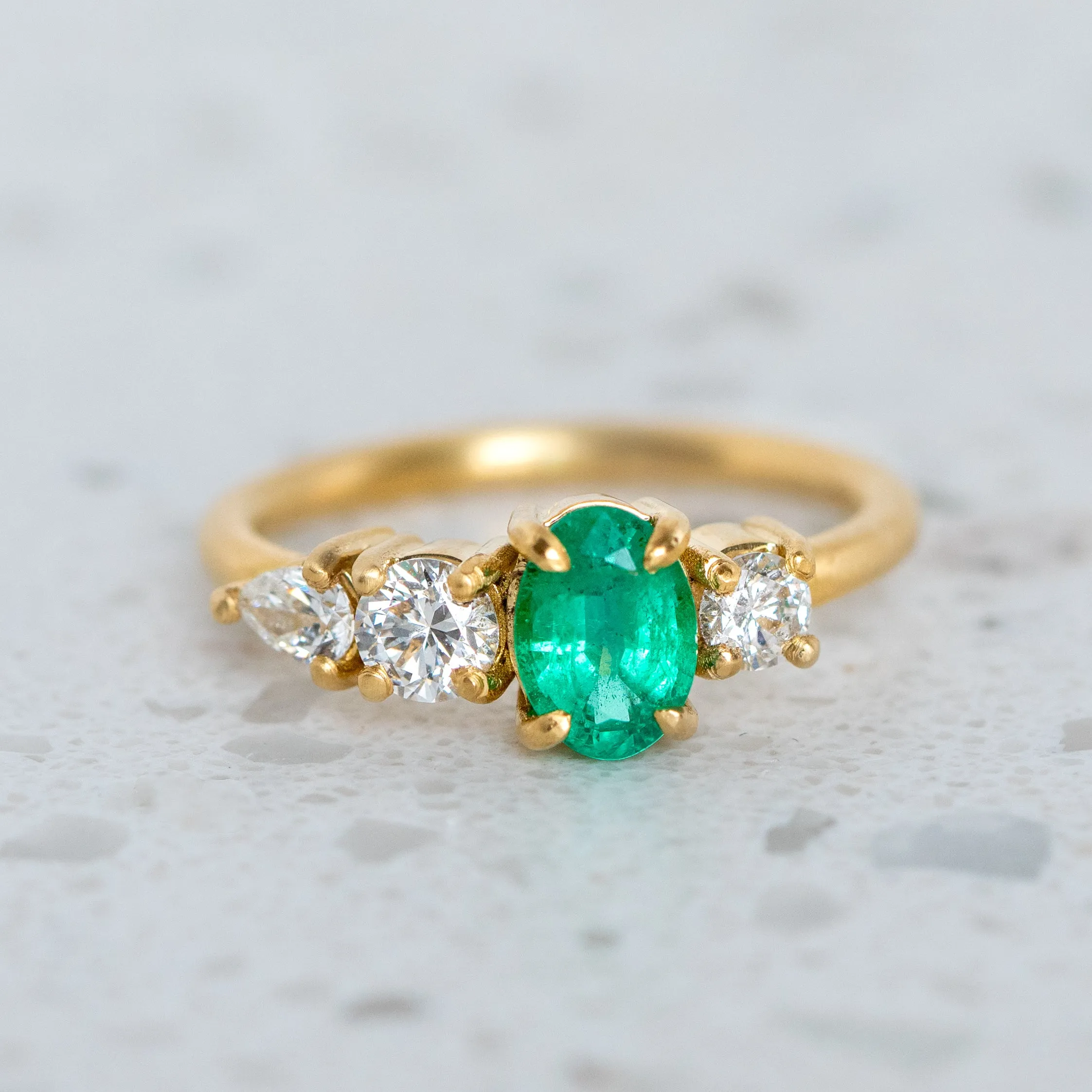 Emerald And Diamond Splice Ring