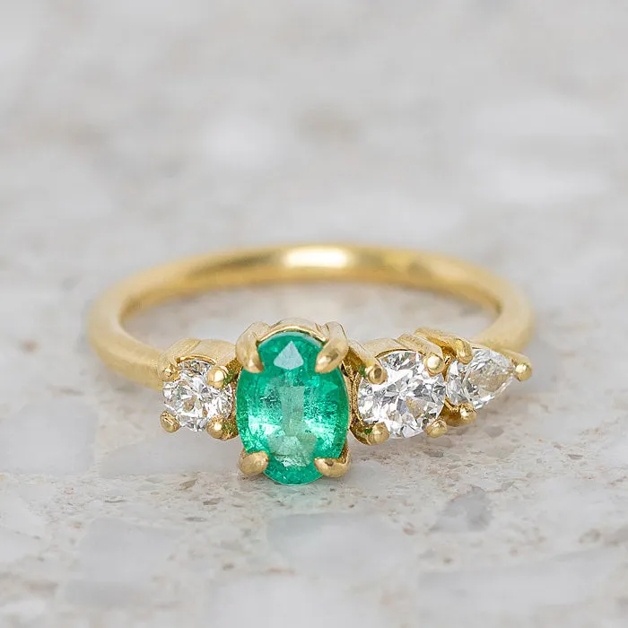 Emerald And Diamond Splice Ring