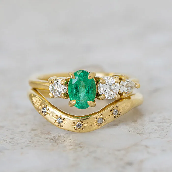 Emerald And Diamond Splice Ring